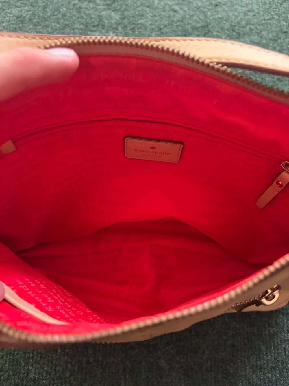 kate spade Beige Leather Shoulder Bag with Front Zip Pocket - Picture 3 of 7